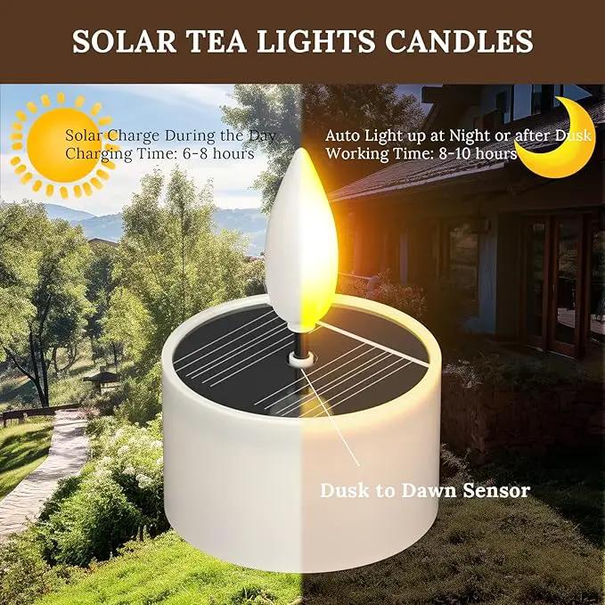 SoulBay Solar Tea Lights Outdoor Waterproof, 12 pcs 1.5" D x 2.1" Reusable Dusk to Dawn Flickering Small LED Tealight Candles, Flameless Votive Candle for Lanterns Patio Garden Camping Decor by GreenHaven Gardens