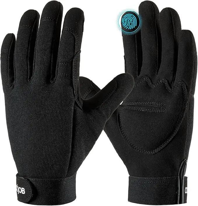 COOLJOB Thorn Proof Garden Gloves with Touchscreen Fingers for Men, Rose Pruning Work Gloves with Palm Cushion for Gardener, Farmer and Landscaper (Black 1 Pair Small) by GreenHaven Gardens