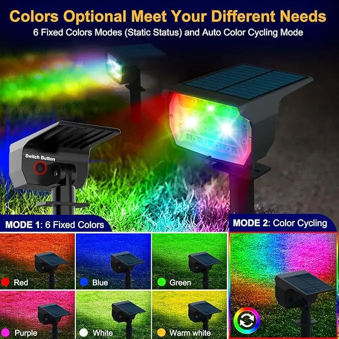 nipify 8 Pack Solar Spot Lights Outdoor Color Changing, 7 Modes Halloween RGB Solar Powered Waterproof Spotlight, Landscape Lighting for Outside Yard Garden Pathway by GreenHaven Gardens