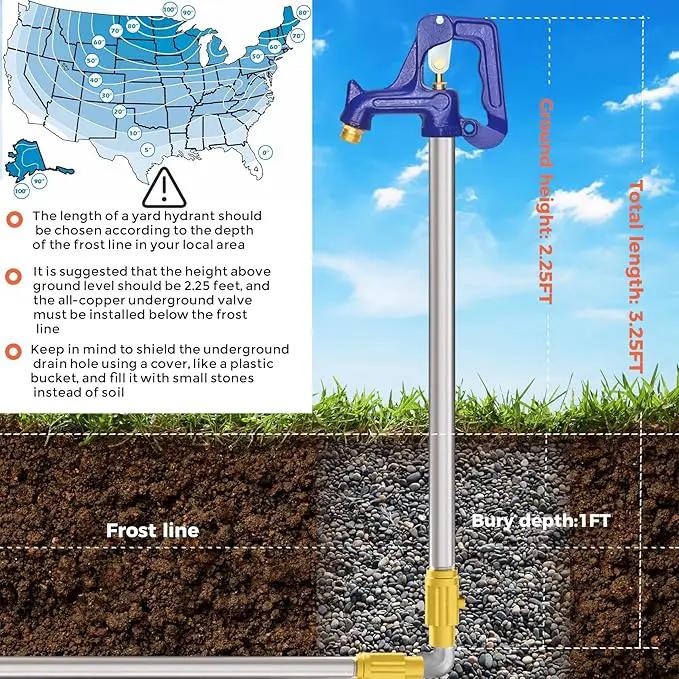 Frost Proof Yard Hydrant,3.25ft Frost Free Outdoor Faucet,Freeze Proof Outdoor Faucet 3/4" Pipe Connection,Frost Free Hydrant for Yard Garden Farm Pasture Irrigation,12" Bury Depth No Lead Hydrant by GreenHaven Gardens