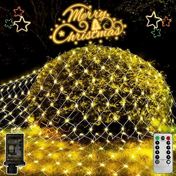 JXLEDAYY 2 Pack Total 400 LED Christmas Net Lights Outdoor Mesh Lights Fairy String Lights Plug in with Timer 8 Modes Waterproof for Outside Bush Window Wall Patio Fence Tree Decorations-Warm White by GreenHaven Gardens