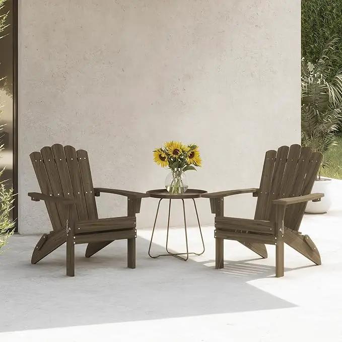 Folding HDPE Adirondack Chair, Weather-Resistant Patio Chair with Wide Armrests & High Backrest, Fire Pit Chair for Garden, Backyard, Porch - Light Brown by GreenHaven Gardens