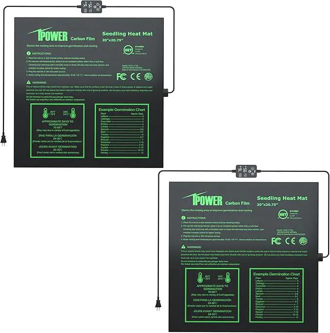 iPower 2-Pack Seedling Heat Mat for Plants with Dual Digital Temperature Controller, MET Certified Heating Pad, 20" x 20.75", Black by GreenHaven Gardens