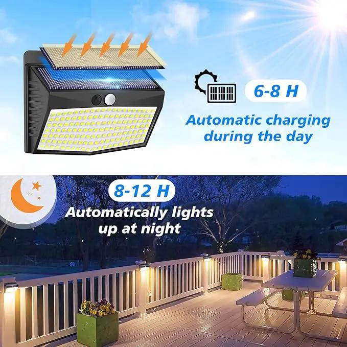Solar Motion Sensor Outdoor Lights [138 LED/2 Packs] Solar Security Lights Outdoor with 3 Lighting Modes Solar Powered Lights Waterproof for Outside Wall Garden Fence Backyard Deck, Warm White by GreenHaven Gardens