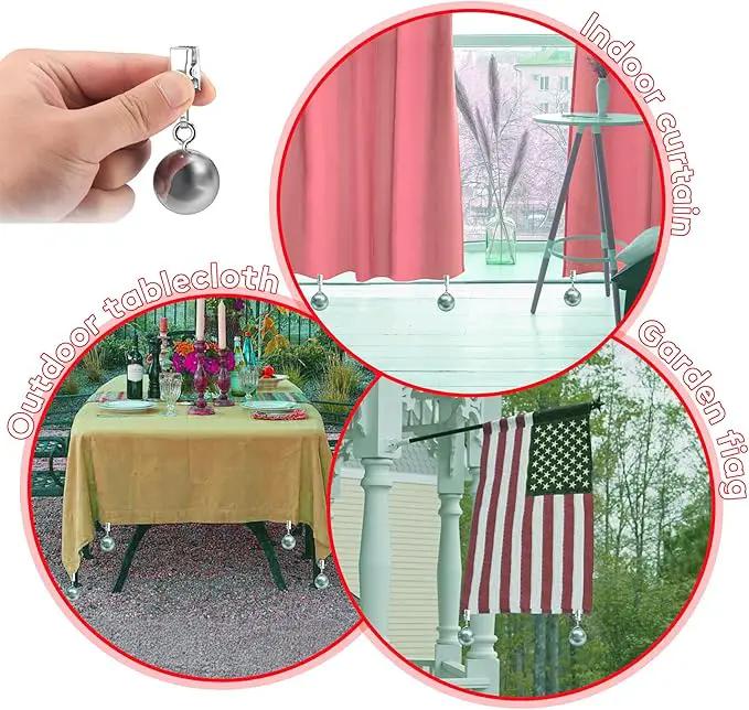 10 Pack Heavy Duty Curtain Weights, Heavy Weights for Outdoor Curtains of Pergola Patio Gazebo Cabana, Stainless Steel Weight Clip Down Curtain, Garden Flag, Shower Curtain, Tablecloth by GreenHaven Gardens