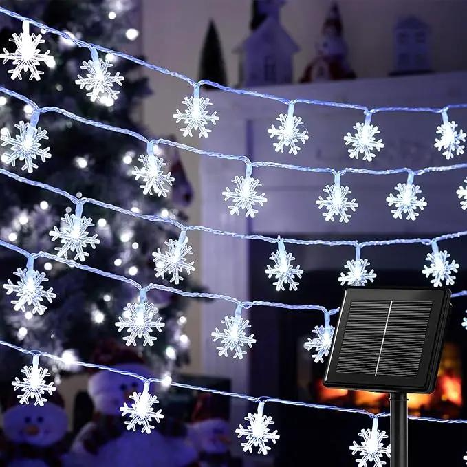 Brightown Solar Christmas Snowflake String Lights, 72FT 200 LED Outdoor Waterproof Fairy Lights with 8 Lighting Modes for Wedding, Party, Tree, Room, Garden, Patio, Yard, Home, Pure White by GreenHaven Gardens