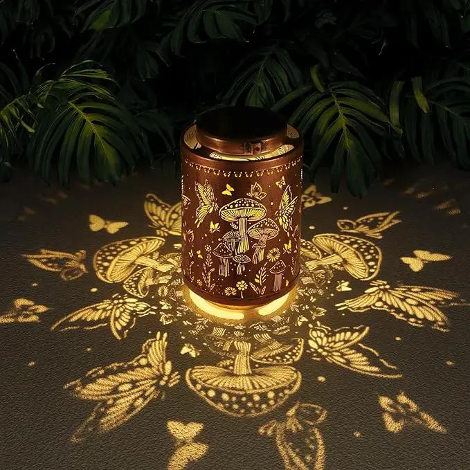 Solar Lanterns Outdoor Waterproof Mushroom Butterfly Garden Decor Gifts for Women Mon Grandma Metal Hanging Solar Lights Decoration for Outside LED Lanterns for Yard Patio Lawn Pathway Landscape by GreenHaven Gardens