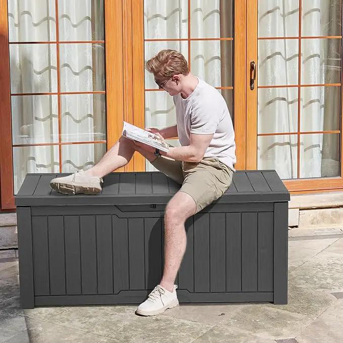 YITAHOME 120 Gallon Outdoor Storage Deck Box, Large Resin Patio Storage for Outdoor Pillows, Garden Tools and Pool Supplies, Waterproof, Lockable, (Dark Grey) by GreenHaven Gardens