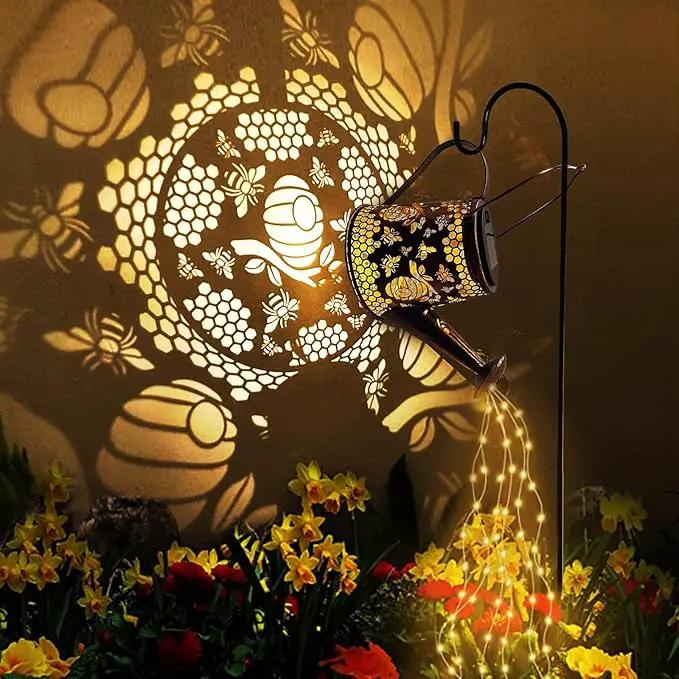 Solar Watering Can Outdoor Lights Garden Decor,Bee Hanging Lantern Waterproof Landscape Lights Outside Decoration for Yard Porch Patio Pathway Gardening Gifts(with 32 inch Shepherd Hook) by GreenHaven Gardens