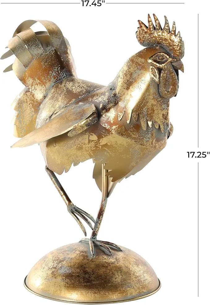 Deco 79 Metal Rooster Patina Garden Sculpture, 9" x 17" x 17", Bronze by GreenHaven Gardens