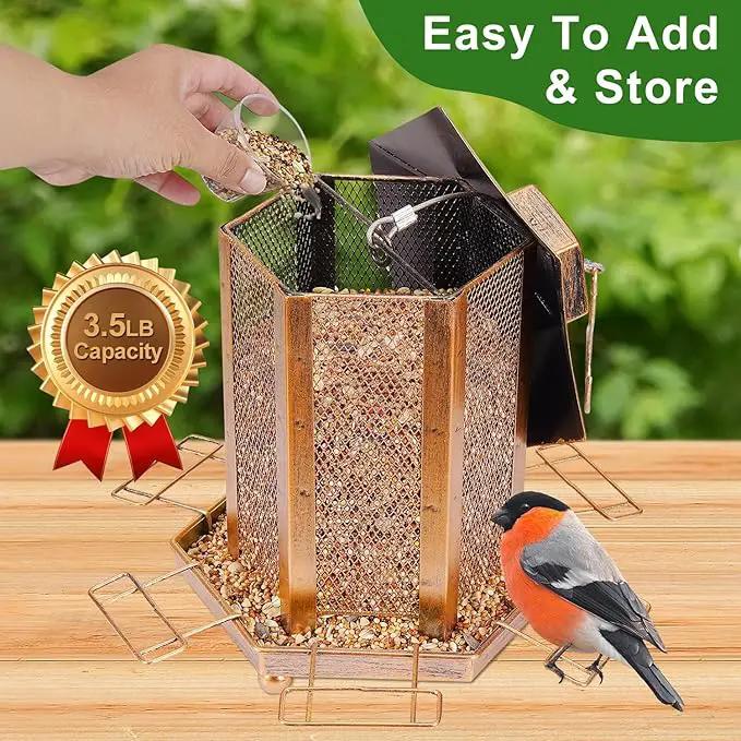 Lantern-Shaped Metal Bird Feeder for Outdoor Hanging, 3.5LB Large Capacity, Garden Decoration - Attracts Wild Birds, Durable Outdoor Bird Feeding Station for Garden Yard Outside Backyard by GreenHaven Gardens