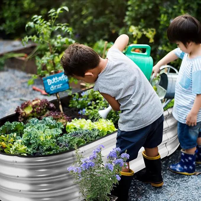 JERIA Raised Garden Bed,Galvanized Raised 4×2×1ft Planter Boxes Outdoor with Easy Assembly, Large Garden Bed for Vegetables, Fruits, Flowers by GreenHaven Gardens