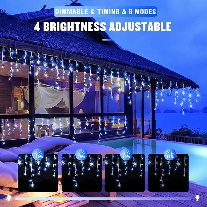 JMEXSUSS Blue&White Icicle Lights Indoor Outdoor, 38.8FT 400 LED Icicle Christmas Lights for Outside, Icicle String Lights with Remote for House Bedroom Fireplace Birthday Party Christmas Decorations by GreenHaven Gardens