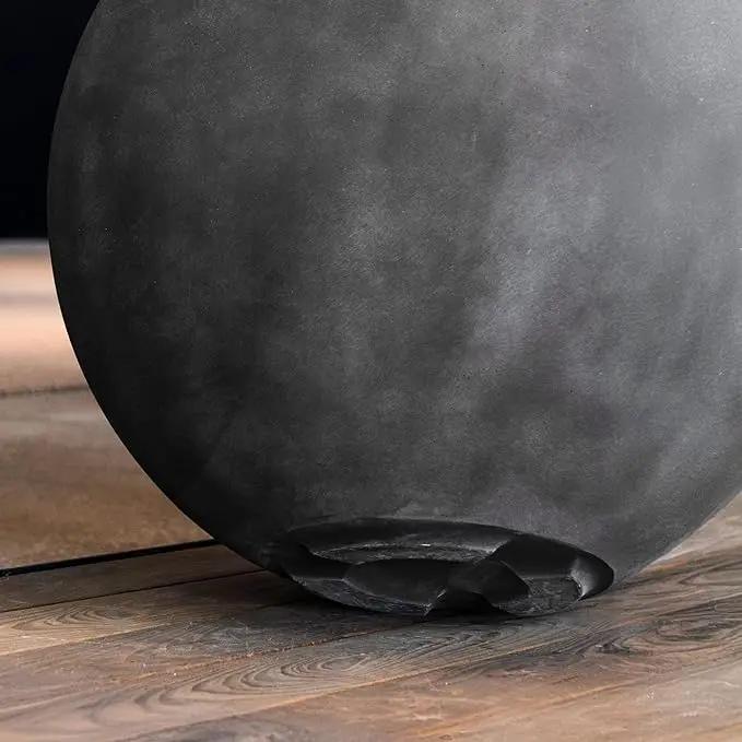 Orbo Large Planter – Fiberglass Indoor/Outdoor and Weather-Resistant Globe Planter (Grey Stone, 35.4" D x 31.3" H) by GreenHaven Gardens