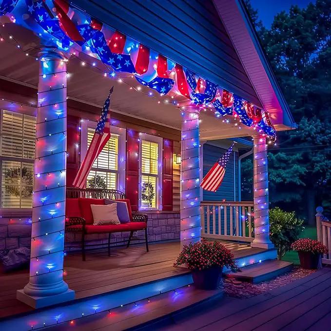 JMEXSUSS 500 LED Red White and Blue Lights 4th of July Decorations, 173ft 8 Modes 4th of July Lights Outdoor, Waterproof Patriotic String Lights Plug in for Memorial Day Independence Day Holiday Decor by GreenHaven Gardens