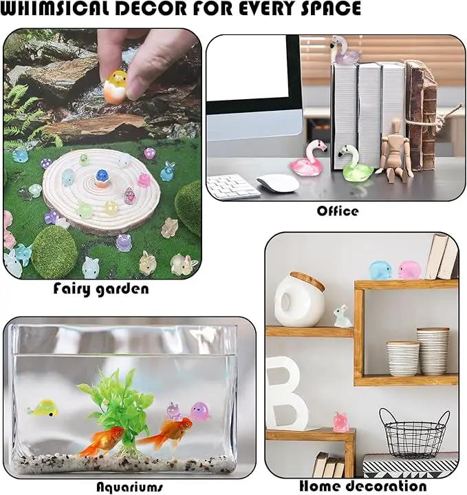 150pcs Mini Resin Animals Figures to Hide Luminous Tiny Animals Ducks Dinosaurs Flamingos Miniature Figurines Glow in the Dark for Fairy Garden Dollhouse Landscape Aquarium Potted Party Favor Decor by GreenHaven Gardens