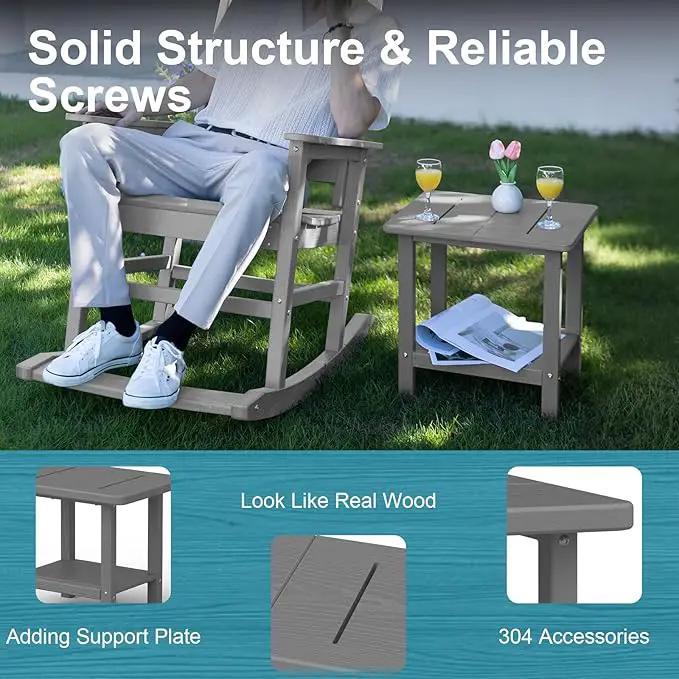 Outdoor Side Table - 2-Tier Storage All Weather Outdoor End Table for Patio - HDPE Morden Easy Maintenance Adirondack Side Table for Pool Porch Balcony Garden Lawn Backyard Outside Indoor by GreenHaven Gardens
