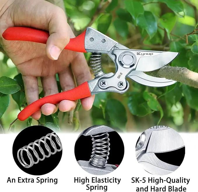 Kynup 2Packs Pruning Shears for Gardening, Garden Shears Scissors Heavy Duty, Bypass Pruner Hand Shears, Tree Trimmers Secateurs, Garden Clippers for Plants, Hedge Shears, Garden Tools (Red) by GreenHaven Gardens