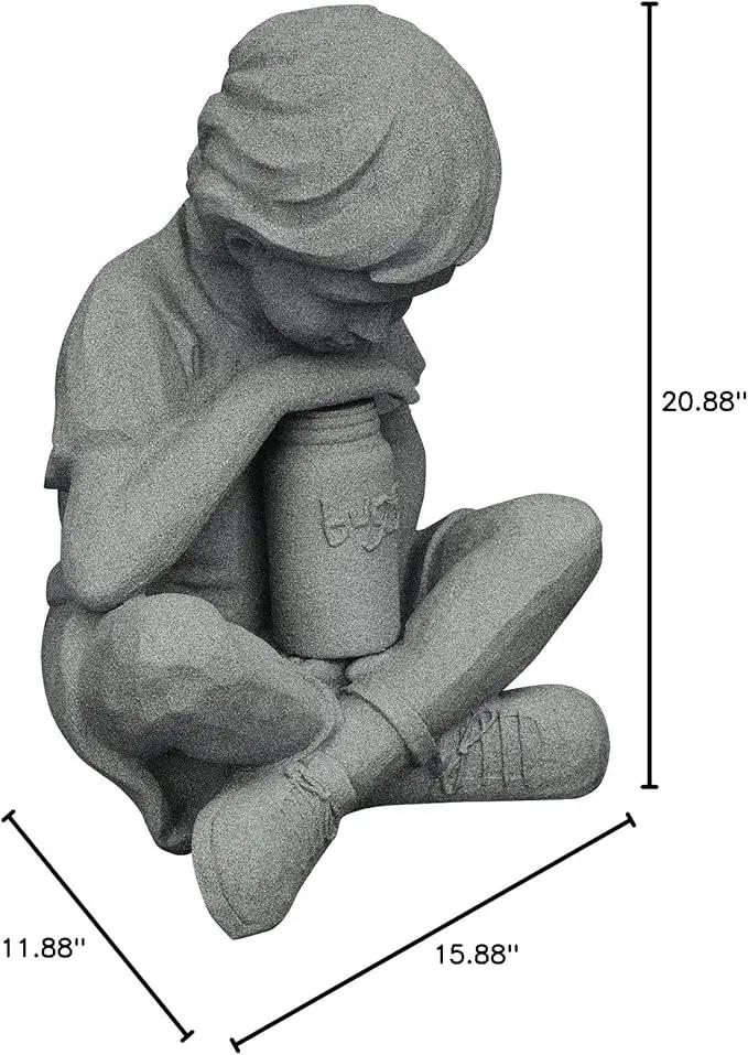 EMSCO Group Nature Boy Statue – Natural Granite Appearance – Made of Resin – Lightweight – 16” Height by GreenHaven Gardens