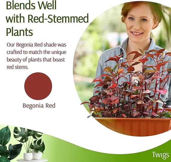 Stackable Plant Support Stakes, Stem Holder Structures for Indoor & Outdoor Use, Garden Accessories for Climbing & Potted Plants, Trellis Alternative - Begonia Red, 3 Pack, 17" L by GreenHaven Gardens
