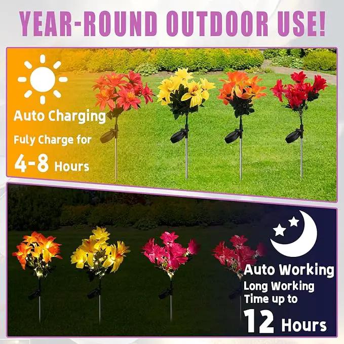 4 Pack Outdoor Solar Garden Decor Lights, Waterproof Solar Powered Hydrangea Lotus Flower Lights Bright Up to 12 Hrs,Led Flowers for Yard Patio Lawn Decorative (Solar Flowers Style 5) by GreenHaven Gardens