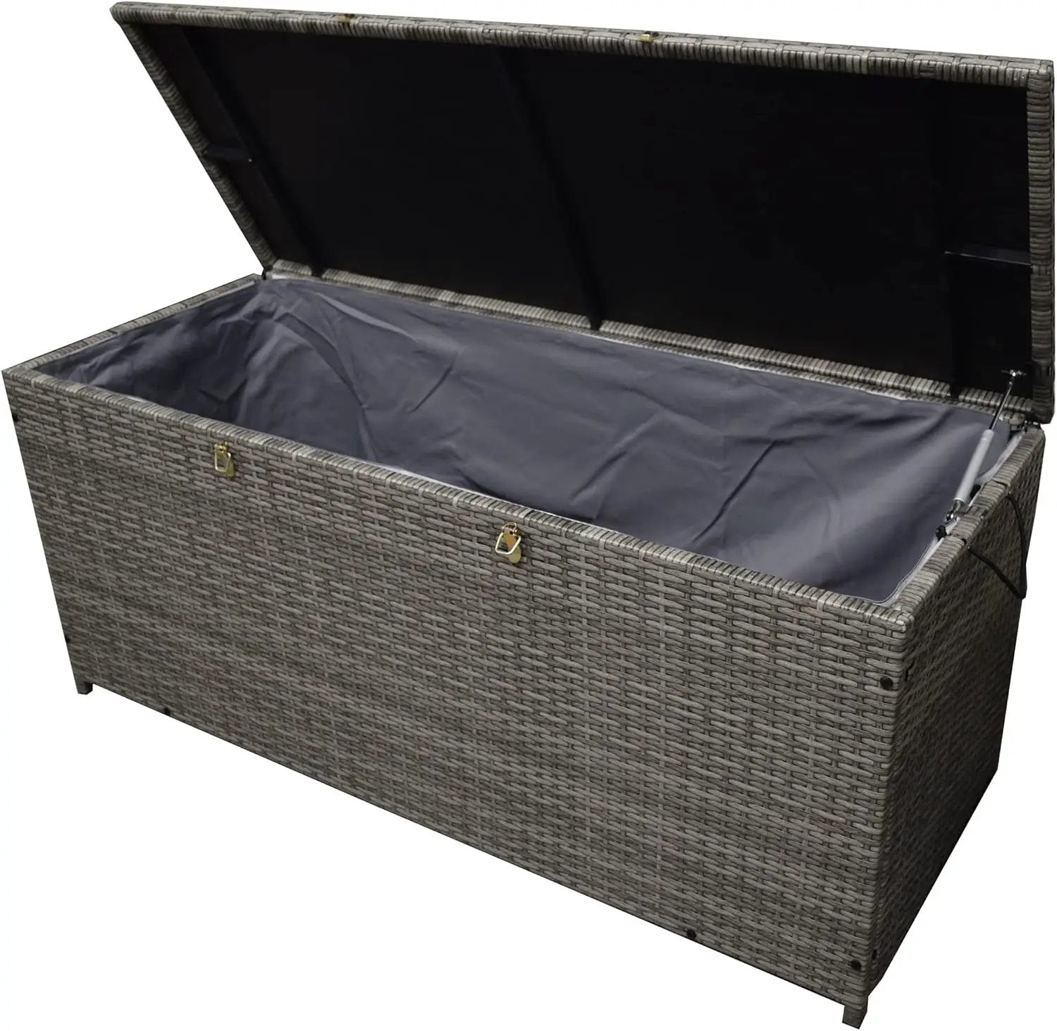 Oakland Living Grey Indoor and Outdoor Balcony Patio Deck Porch Pool 113 Gallon Wicker Storage Box Trunk Bin with Metal Frame by GreenHaven Gardens