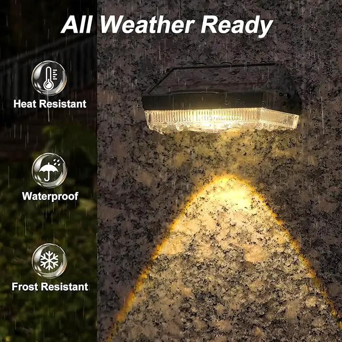 Ellasay Solar Fence Lights Outdoor: IP65 Waterproof RGB Solar Powered with 10 Lighting Modes - Led Lens Wall Decor for Garden Deck Patio Backyard Balcony 12 Pack by GreenHaven Gardens