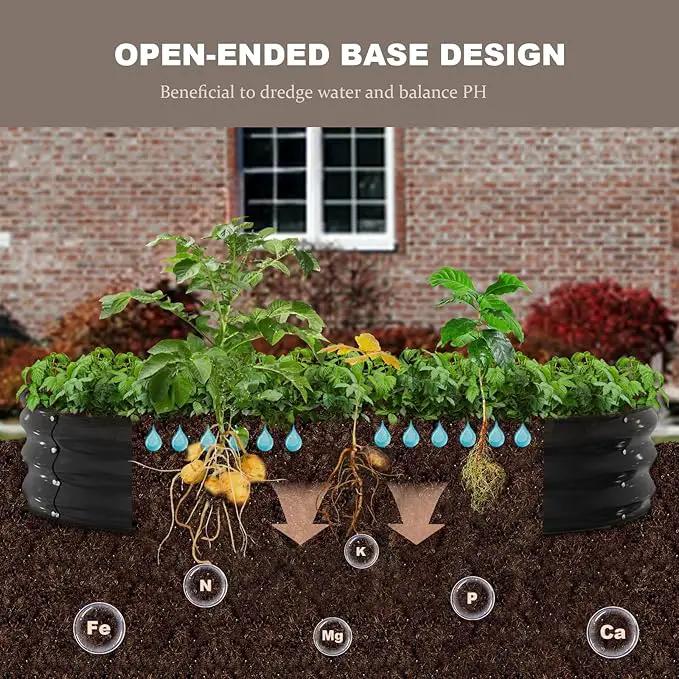 Raised Garden Bed, 6x3x1ft Galvanized Outdoor Planter Beds with Safety Edging and Gloves, Oval Metal Planter Box for Gardening Vegetables Flowers Herb by GreenHaven Gardens