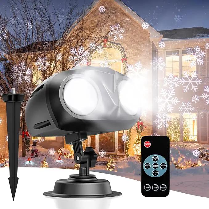 Double Head Christmas Snowflake Projector Light Outdoor, Outside Christmas Decorations Lights with Remote Control, Suitable for Indoor Garden Patio (L) by GreenHaven Gardens