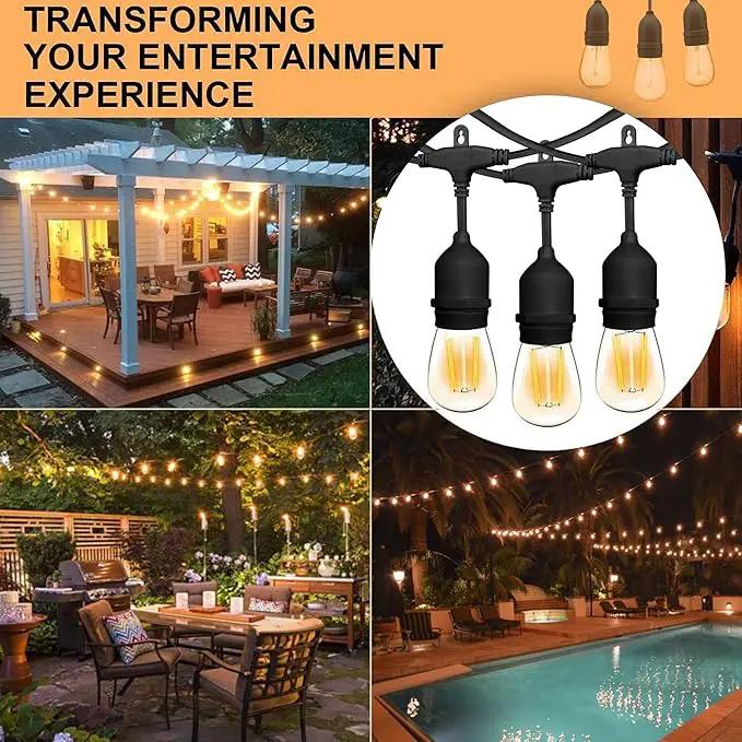 Banord Outdoor String Lights, 48FT Waterproof Patio Lights with 2W Dimmable LED Bulbs, for Outdoor Backyard, Garden, Deck, Porch, Gazebo, Balcony, Camping, Party by GreenHaven Gardens