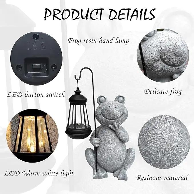 Frog Solar Garden Statues,Resin Frog Figurine Decorations with Solar Lights Lantern, Outdoor Frog Garden Decor Art for Lawn,Yard, Unique Housewarming Gift for Garden Home by GreenHaven Gardens