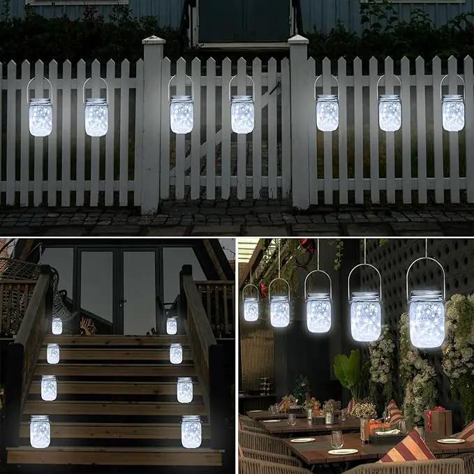 SmilingTown Solar Mason Jar String Light Lids 12 Pack 30 LED Fairy Firefly Inserts Lighting with 12 Hangers Waterproof for Outdoor Tree Patio Lawn Garden Decor, No Jars (Cool White) by GreenHaven Gardens