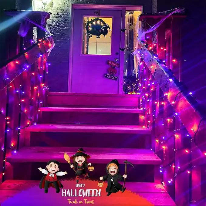 2 Pack Orange and Purple Halloween Lights, Total 151ft 400 LED Halloween Solar Lights Outdoor,8 Modes Solar String Lights Outdoor Waterproof by GreenHaven Gardens