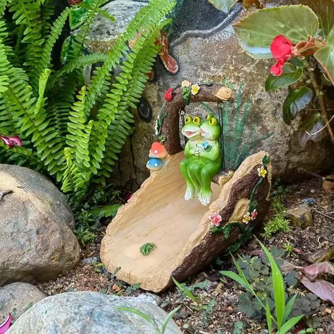 Frogs On The Swing Gutter Guardian Rain Downspout, Animals Outdoor Statue Gutter Downspout Extension Garden Decoration, Downspout Extender Diverter Splash Block for Courtyard and Patio by GreenHaven Gardens