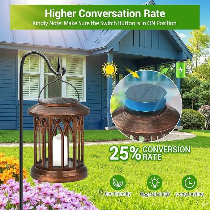 KOOPER 4 Pack Solar Lantern Outdoor Lights, Hanging Solar Lanterns Outdoor Decorative, Lanterns LED Flickering Flameless Candle Mission Lights for Yard Table Garden Decor by GreenHaven Gardens