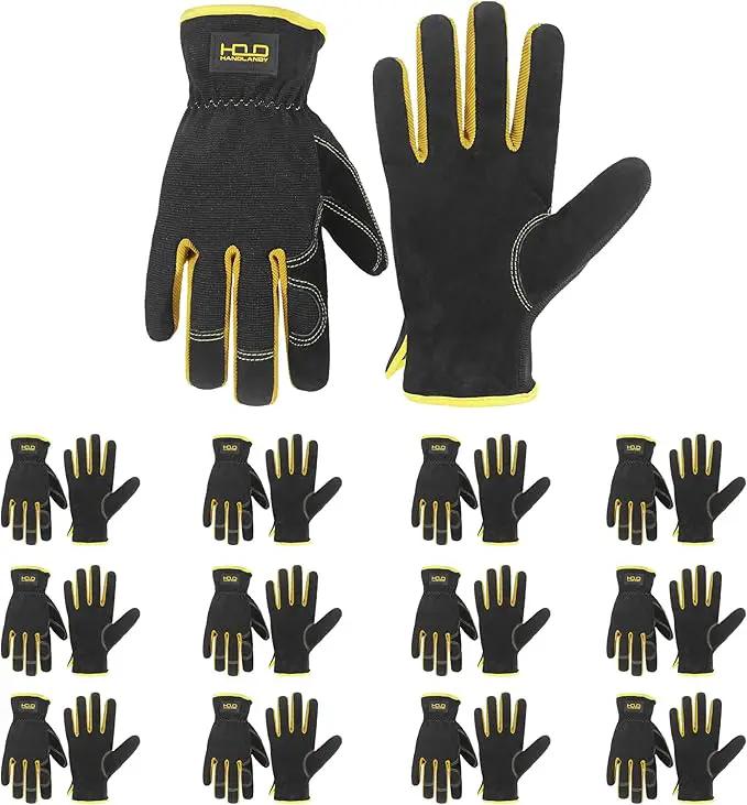 HANDLANDY Leather Work Gloves for Men & Women, Reinforced Durable Garden Gloves, Cowhide Working Glove for Gardening by GreenHaven Gardens