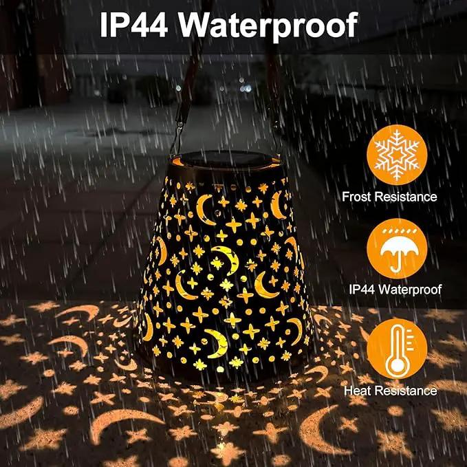 Hanging Solar Lanterns Outdoor Waterproof Star Moon Solar Lights Metal Outdoor Decor, LED Decorative Solar Garden Lights for Garden, Backyard, Tree, Porch(1 Pack) by GreenHaven Gardens