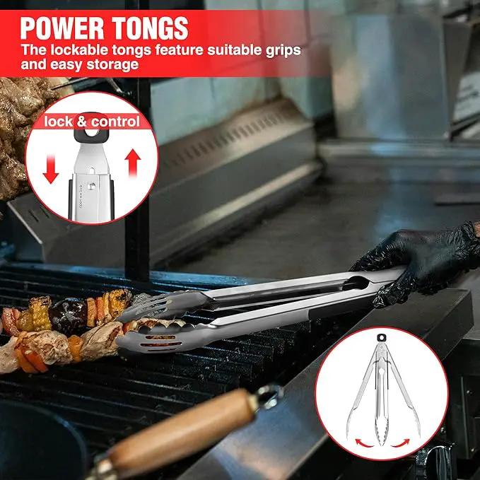 Grill Accessories Heavy Duty BBQ Set Gifts for Men/Women - Premium Stainless Steel Spatula, Fork, Brush & Tongs, Barbecue Utensils Tool Kit Gift for Grilling Lover Outdoor by GreenHaven Gardens