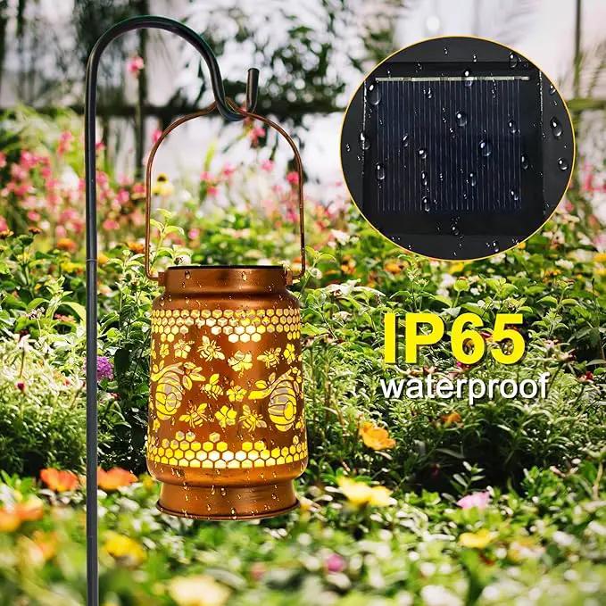 Solar Lanterns Outdoor Garden Decor, Gifts for Women, Mom, Grandma, Birthday, Thanksgiving, Decorative Waterproof Hanging Metal LED Light for Yard, Patio, Lawn, Landscape, Backyard (Bee) by GreenHaven Gardens