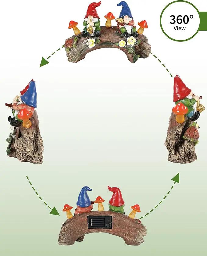 iStatue Enchanted Fairy Garden Gnomes Solar Light - 9'' Hand-Painted Resin Miniature Figurines Perfect for Yard Art Outdoor Patio Decor Lawn Ornaments and Statues Decorations (Gnomes) by GreenHaven Gardens