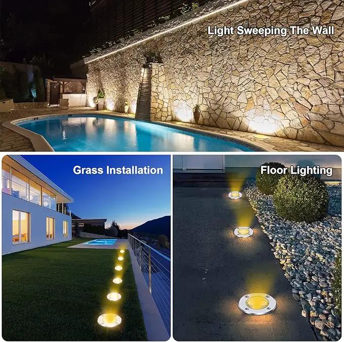 4 Pack 3w 12v Low Voltage In-ground Lights LED Landscape Light Waterproof IP67 Pathway Lights Outdoor spotlights Trees Flags for Garden,Yard,Tree (Warm White) by GreenHaven Gardens