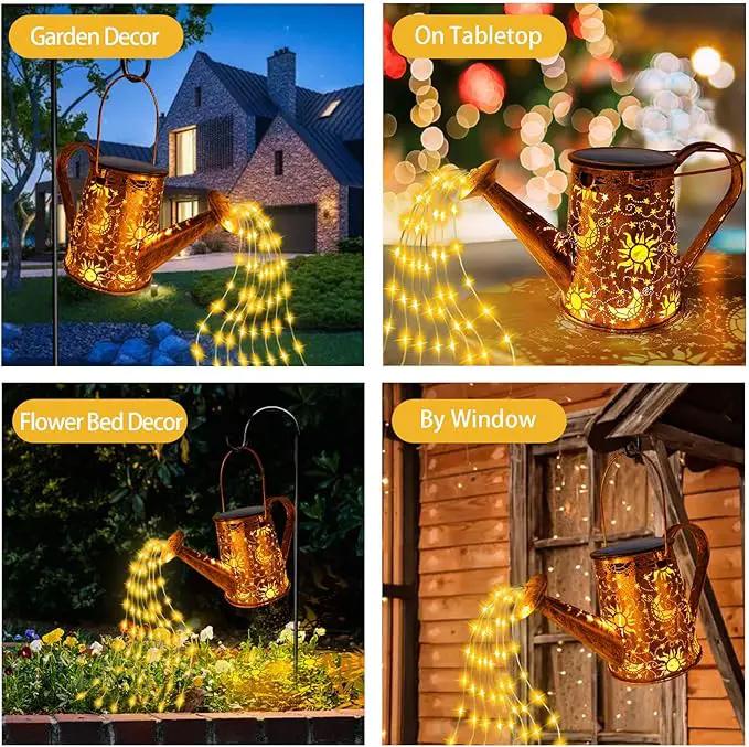 Solar Garden Lights Outdoor, Solar Watering Can Lights Garden Decor Gifts for Grandma Mom, Sun Moon Waterproof Hanging Lantern with String Lights, Yard Decoration for Patio Porch Lawn Backyard Pathway by GreenHaven Gardens
