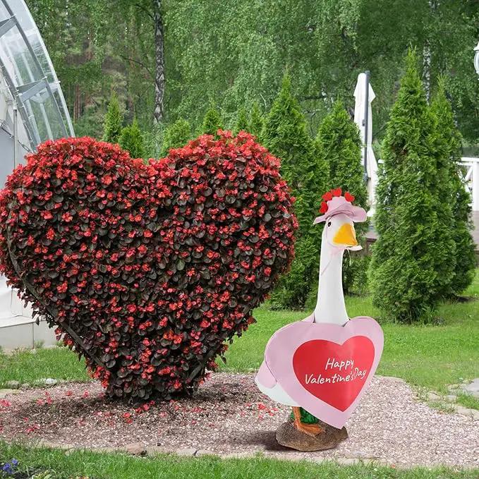 Valentines Goose Outfit Heart Porch Goose Clothes Pink Valentine Outfits for 23" H Statue, Concrete Cement Costume Outdoor Patio Yard Lawn Art Decoration by GreenHaven Gardens