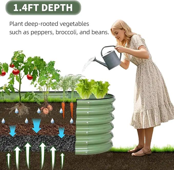 1MORE Galvanized Raised Garden Bed- Planter Garden Boxes Outdoor, Raised Beds for Gardening, 6x2x1.4ft Metal Garden Bed Kit for Vegetables Flower, Planter Raised Bed with Protective Tape & Tools.Green by GreenHaven Gardens