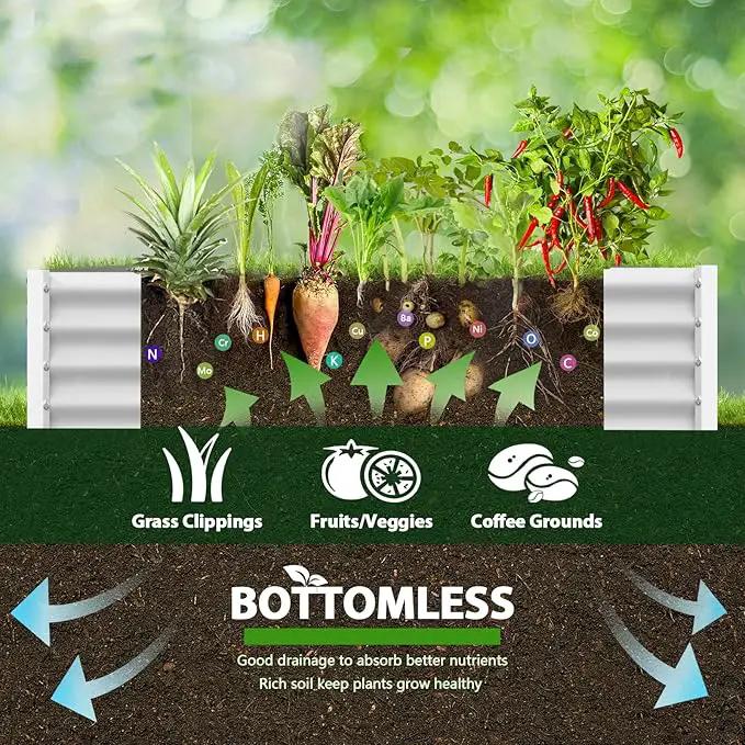 A ANLEOLIFE 8X4X1.5 ft Galvanized Raised Garden Bed, Rectangle Above Ground Modular Metal Planter Boxes Outdoor for Vegetables Flowers Herbs, Anti-Rust & Easy-Setup, Antique White by GreenHaven Gardens
