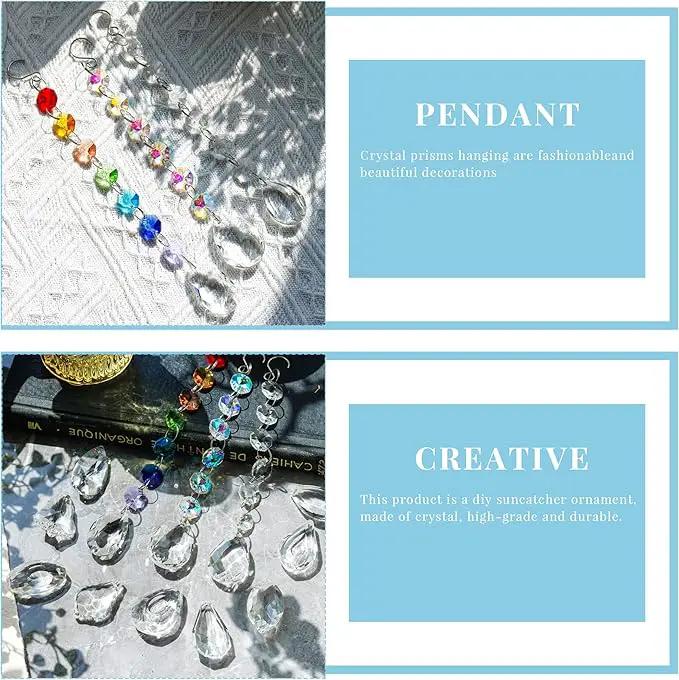 12Pcs Clear Crystal Suncatchers Prisms DIY Kit,Glass Suncatchers Hanging Crystals Ornament,Sun Catcher with Glass Beads,Prisms Rainbow Pendant for Window Home Office Garden Decoration by GreenHaven Gardens