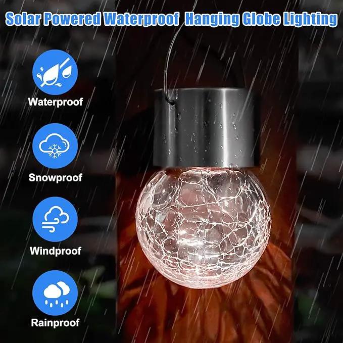 12Pack Outdoor Hanging Solar Lights - Solar Powered Crackle Glass Ball Lights Waterproof Tree Hanging Outdoor Globe Lights with Hook for Garden Balcony Patio Christmas Party Decoration, Daylight White by GreenHaven Gardens
