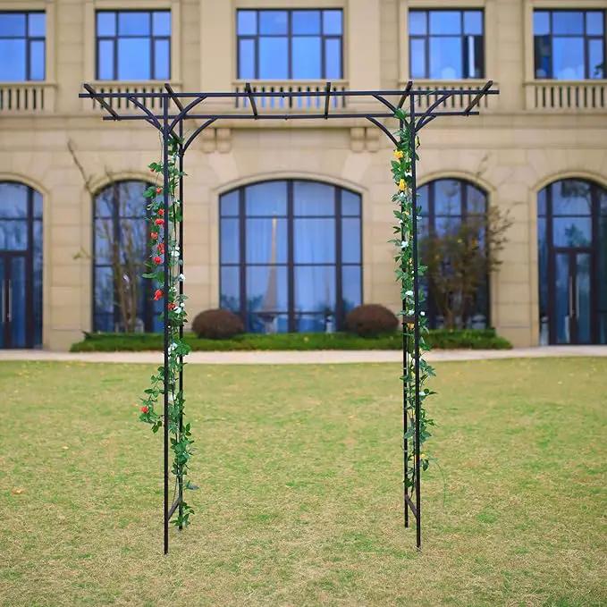Steel Garden Arch, 7'2" High x 6'6" Wide, Garden Arbor for Various Climbing Plant, Outdoor Garden Lawn Backyard by GreenHaven Gardens