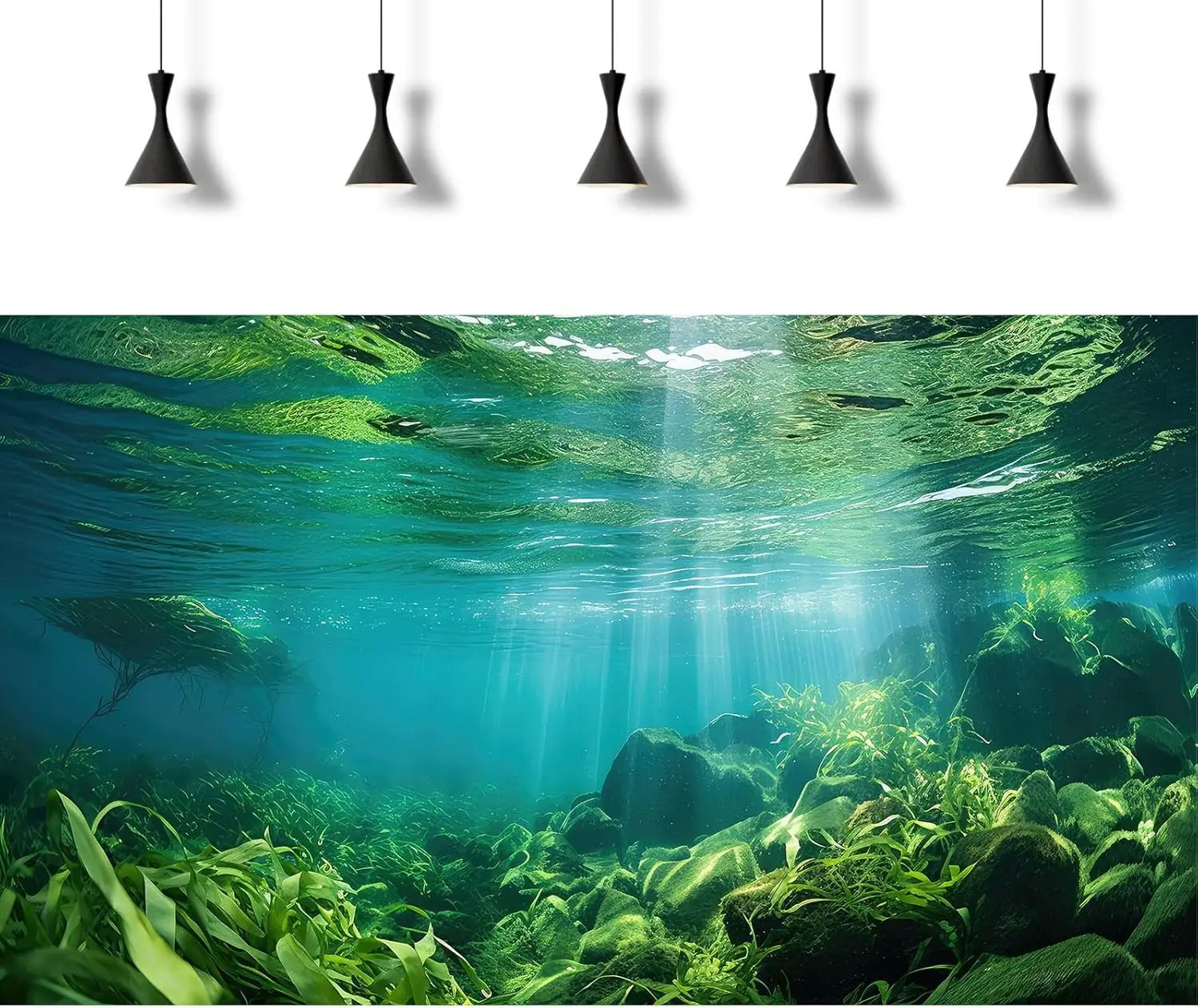 Under The Sea Fish Tank Background Aquatic Plants Deep Sea Aquarium Background Underwater Sunray Rock with Moss Terrarium Backgrounds Deep Ocean Floor Tropical Fish Tank Backgrounds 36x24in by GreenHaven Gardens