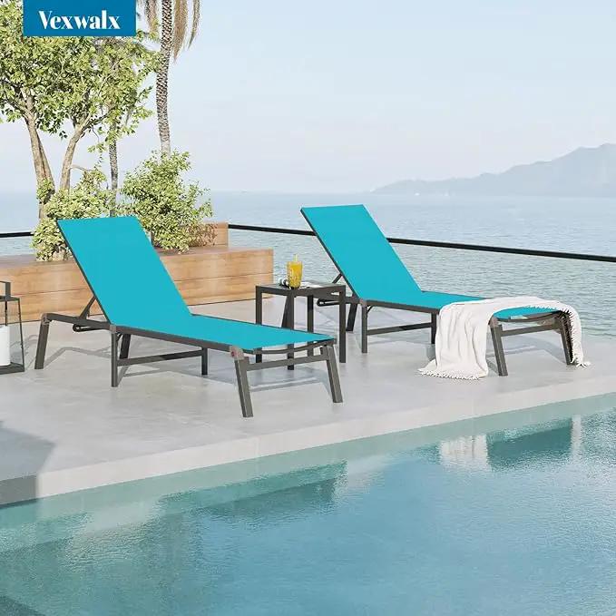 Chaise Lounge Outdoor, Foldable Aluminum Pool Lounge Chairs with 5 Positions Recliner - Free Assembly - Patio Chaise Lounge Chair for Poolside, Beach, Yard (Lakeblue) by GreenHaven Gardens